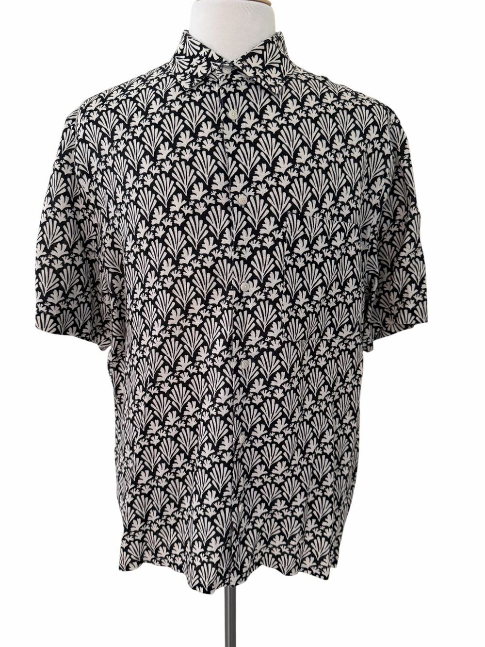 Ted Baker London Toni Coral Print Linen Black & White Short Sleeves Shirt Size 6